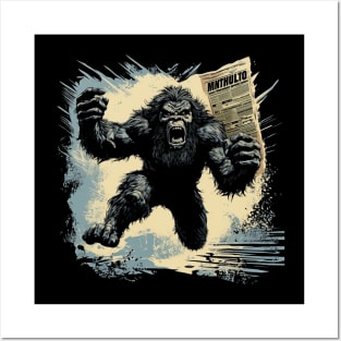 Bigfoot News Headline | Funny Retro Bigfoot Posters and Art